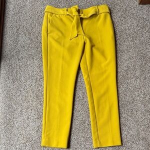 LOFT Mustard Ankle Pants with Tie Waist